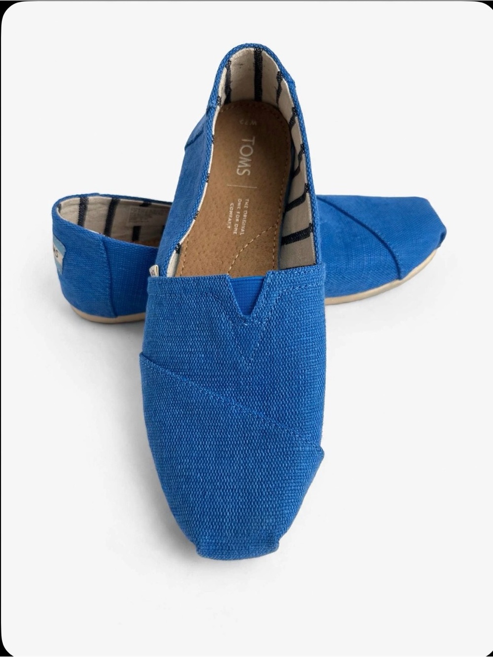 TOMS Alpargata Classic Blue Heritage Canvas Slip On Flats Womens 7.5